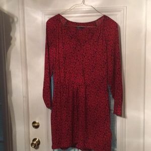 Red and black midi dress